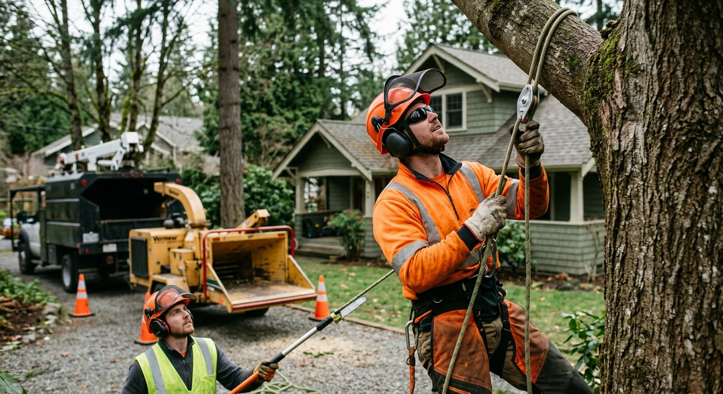 Homeowner reviewing a written tree planting estimate in a Bothell yard