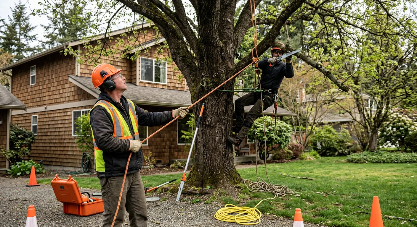 Homeowner reviewing tree planting options with a local arborist