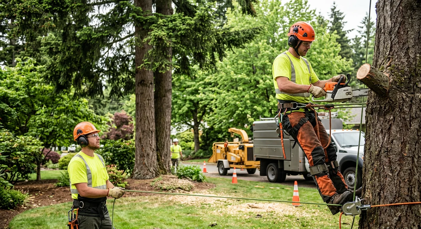 Newly planted young tree staked and mulched in a Bothell residential yard